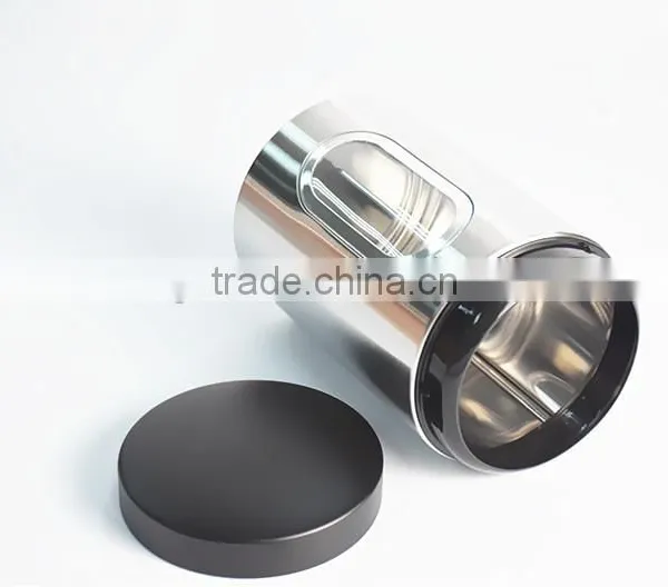 Kitchen Stainless Steel Coffee Jar With Window Show photo-4