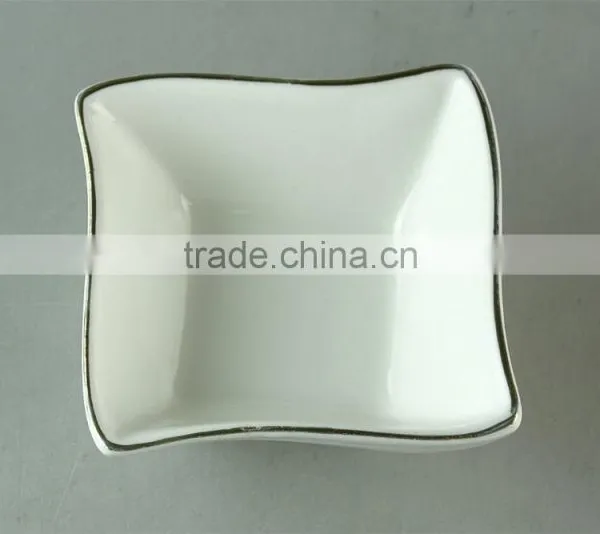 Wholesale Stock White Rectangle Ceramic Dish With Silver Line in Good Quality and Reasonable Price photo-2