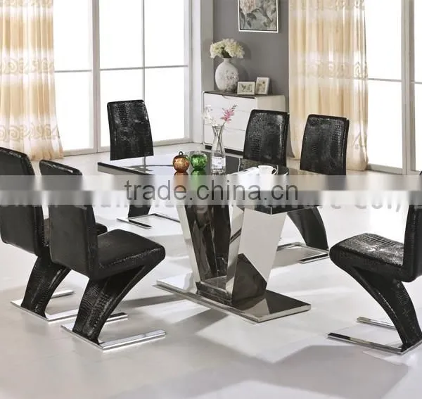 Marble Top Dining Table Set With Strong Stainless Steel Base photo-2