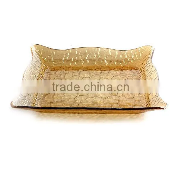 Hot Sale Elegant Gold Salad Plate for Holiday Cheap Glass Plate for Party photo-5