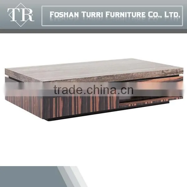 Green MDF Coffee Table With Natural Stone Travertine photo-5