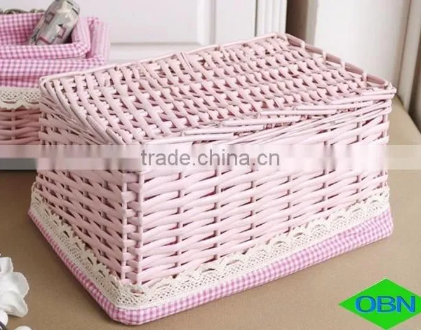 Colored Cosmetic Wicker Rectangle Gift Basket photo-6