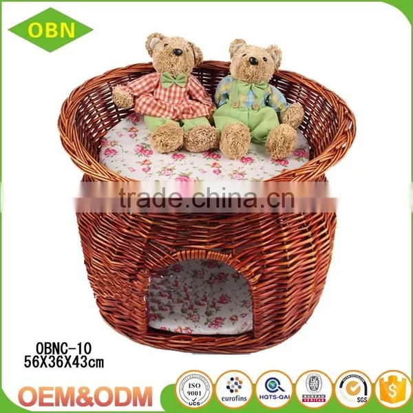 China Custom Nice Quality Beautiful Antique Pet House Wicker Dog Bed Indoor Cat House for Sale photo-5