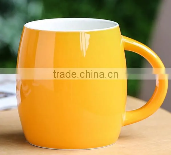 Cheap Promotional Customized 14oz Pottery Novelty Barrel Shaped Coffee Mug Cup photo-2