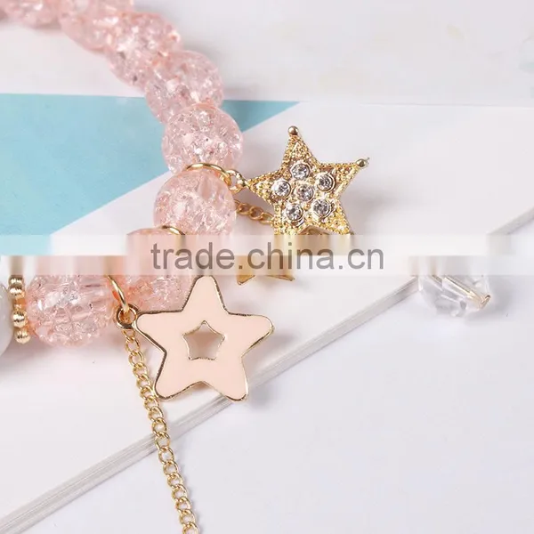 Gold Rhinestone Star Charms Crystal Bead Bracelet photo-5