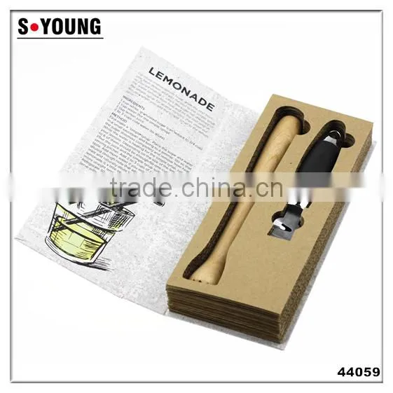 44059 Set of Stainless Steel Lemon Grater Zester With Channel Knife and Wood Hammer photo-2