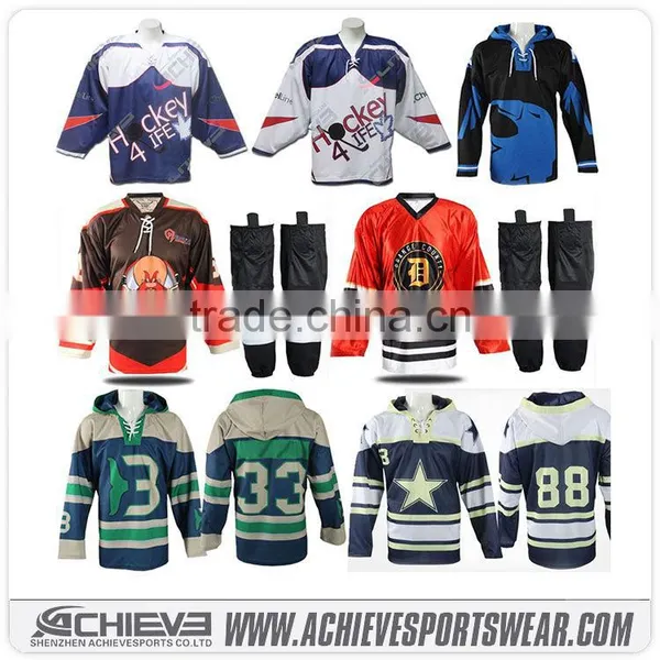 2016 Promotional Sports Wear Sublimation Printing Ice Hockey Club Jersey Uniform