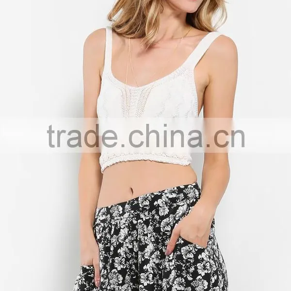Tribal Woven Floral Crochet Crop Top photo-4