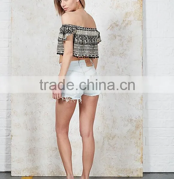 2016 Latest Safari off Shoulder Giraffe Aztec Sexy Crop Top HST8002 photo-3