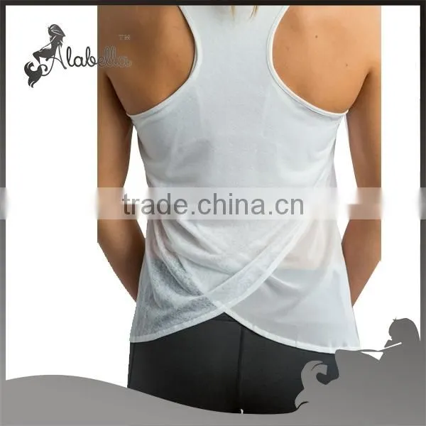 Bulk White Loose Tan Tops Plain Gym Tank Tops for Wholesale photo-2