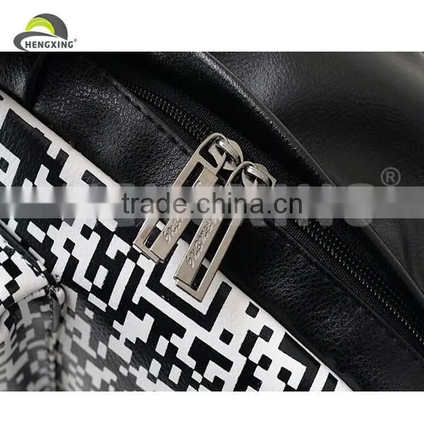 Barcode Pattern Leather Backpack Travelling Backpack Hiking Backpack photo-4