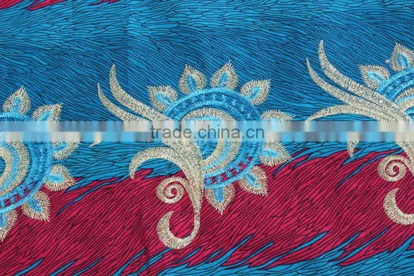 Bestway Wholesale African Embroidered Wax Printed Fabrics With Guipure photo-3