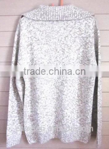Zip Collar Neck Jacquard Style Mens Multi Color Sweater photo-2