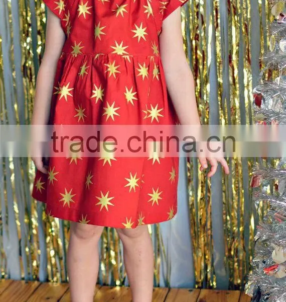 Little Girls Red Gold Stars Baby 4th of July Memorial Day Dress photo-2