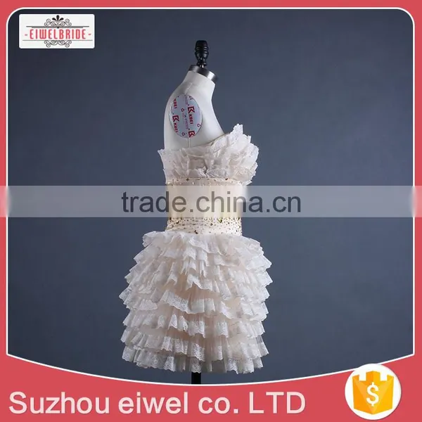 Apricot Strapless Short Mini Evening Dress photo-2