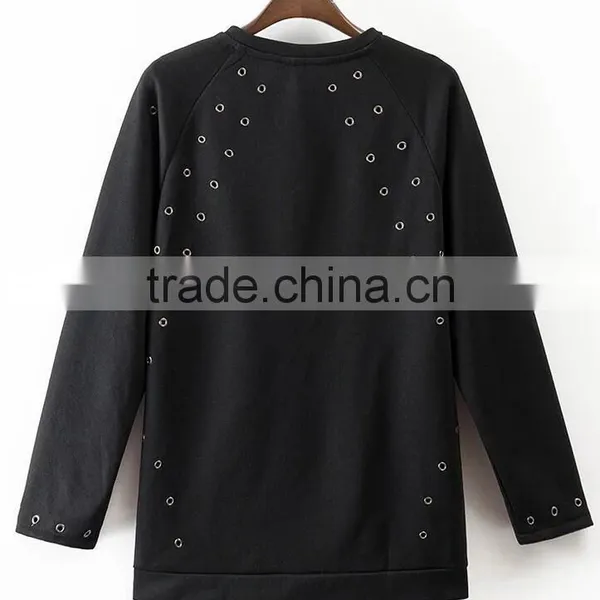 Runwaylover EY2355B Europe Style 2017 Ladies Fashion Hollow Out Pullover Hoodie photo-2