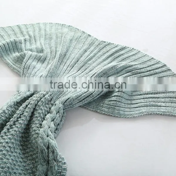 HOT Selling Yarn Knitted Mermaid Sofa Tail Blanket Handmade Crochet Fish Tail Blanket Soft and Comfortable Sleeping Bag photo-3