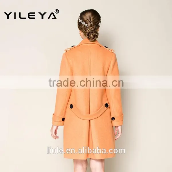 Latest 2015 Thick Warm Lovely Pink Women Office Coat With Double Breasted Design photo-5