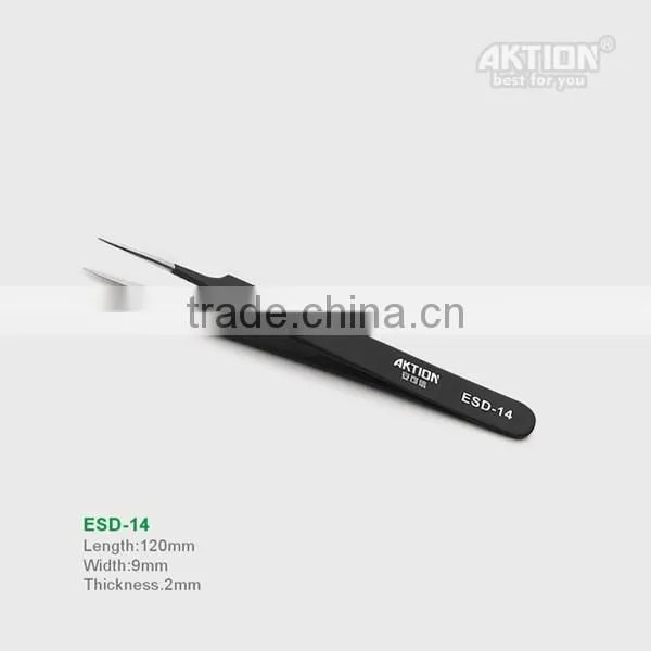 Black Patten Anti-static ESD Stainless Steel Tweezer ESD-14 photo-2
