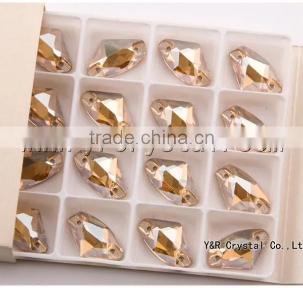 Free Shipping Galactic Gsha Color 8.5*14mm 144pcs Best Quality Crystal Rhinestones Design Sew on Glass Stones photo-2