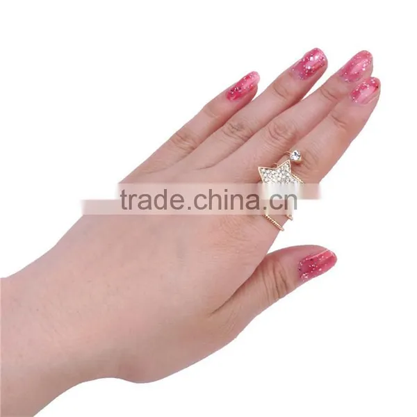 1pcs Gold-plated Rhinestone Star Wrap Spiral Finger Rings photo-3