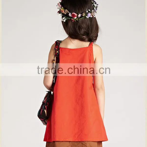 2015 New Design of Orange Linen Cotton Mommy and Me Party Dress for Hallowmas Party Clothes photo-5