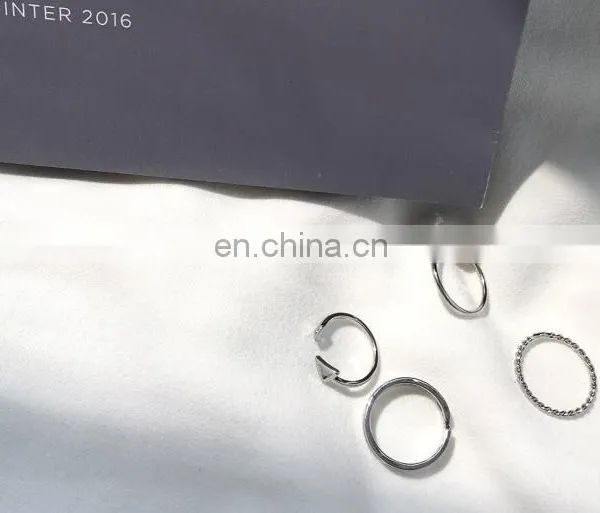 4PCS/Set Punk Handsome Silver Rings for Unisex Knuckle Ring Set photo-4
