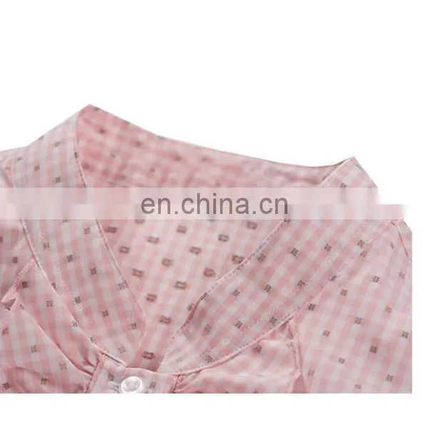 Fashion Pink Checked Women Shirts and Tops for Office Lady photo-5