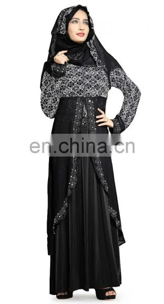 2017 Dubai Printed Burkha With Koti (Jacket) Style For Women's Casual Wear ( Abaya Burqa For Islamic Wear ) photo-2