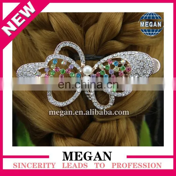 Cheap Silver Plated Bowknot Shape Rhinestone Hair Clips Ornament for Girls photo-4