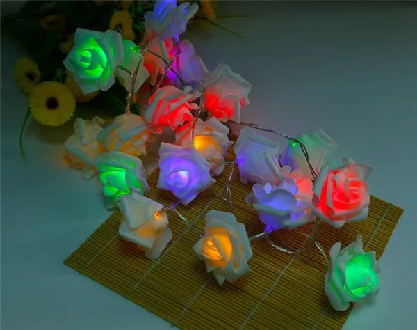 Battery Operated Novelty Rose Flower Fairy String Lights 20LEDs 2M Fashion Holiday Lighting Wedding Party Christmas photo-4