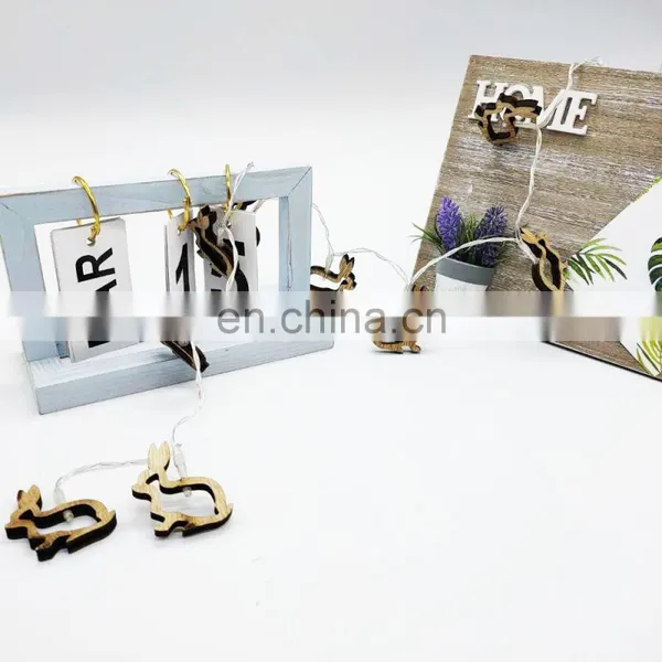 Fairy Wooden Rabbit LED String Light Easter Party Decoration Light photo-2