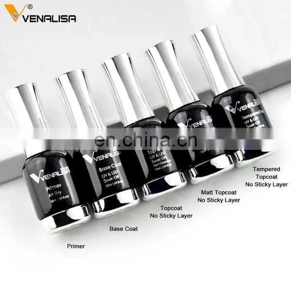 VENALISA 7.5ml & 12ml Long Wear Tempered No Wipe Top Coat Peel Off Base Coat Basic Matte Gel Polish Varnish Gels Acrylic Primer photo-5