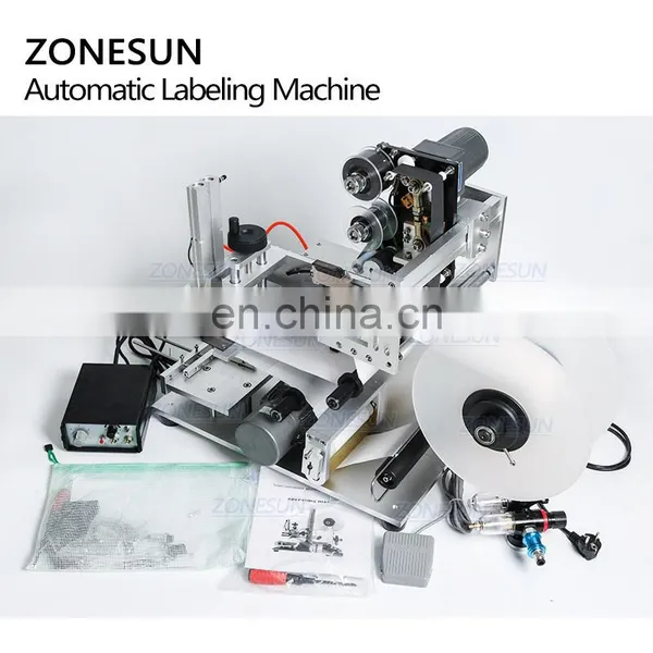 ZONESUN TB-60D Semi Automatic Plane Labeling Machine For Plastic Square Glass PET Metal Bottles photo-5