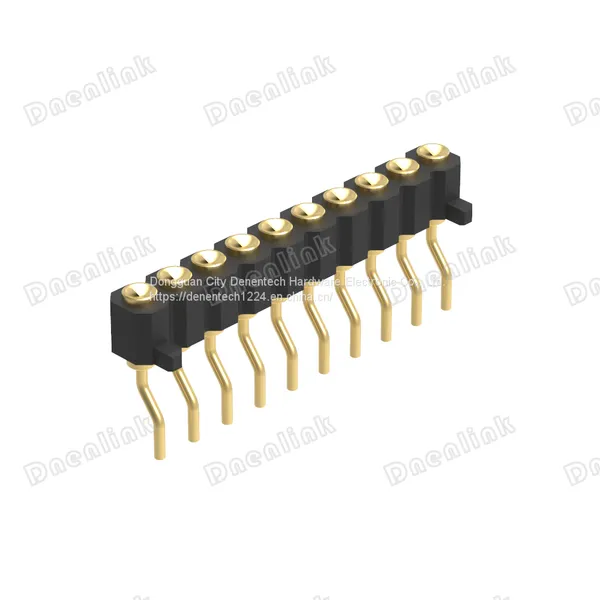 Dnenlink 2.00mm Pitch Single Row H2.5mm Concave Contact Right Angle SMT Type Female Header PogoPin Header With Peg photo-3