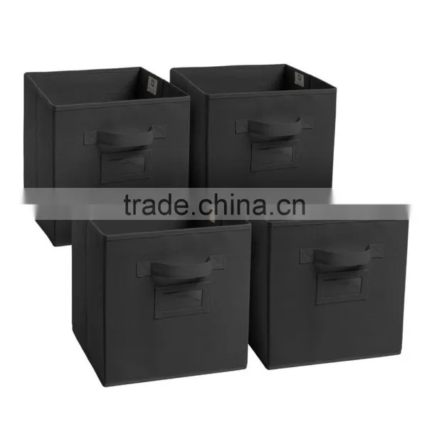 Fashion Red Colour Foldable Fabric Storage Box, Folding Basket Set of 4 photo-3