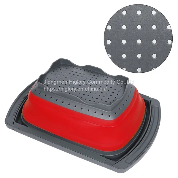 Collapsible Colander Silicone Fruit Vegetable Draining Basket Folding Kitchen Strainer Filter Basket photo-5