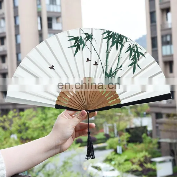 2021 Wholesale Custom Printed Logo Folding High Quality Personalized Bamboo Hand Held Fan photo-3