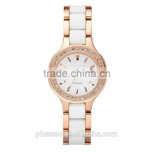 Black Silver Ceramic Quartz Ladies Bracelet Watch 8138 photo-3