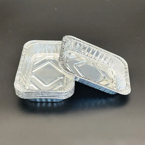 Small Rectangular Disposable Aluminum Foil Container for Food Packaging Baking and Takeaway