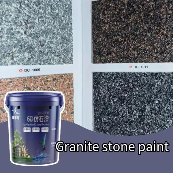 Blue Kingfisher New Form Exterior Wall Liquid Granite Stone Paint Strong Durability, Uniform Texture, Sufficient Stock photo-3