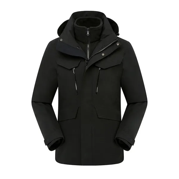 High End Detachable Two-piece Zipper Embroidered Logo Winter Workwear Windproof and Waterproof Three in One Outdoor Hiking Jacket photo-2