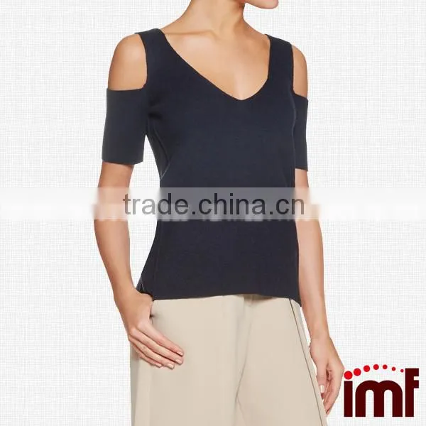 Cold Shoulder Sweater,Open Shoulder Sweater Top photo-2