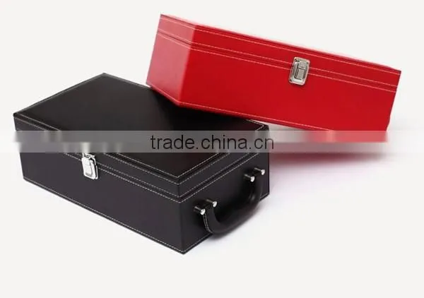 Factory Hot Sell Handmade Two Bottles Wine Leather Box photo-5
