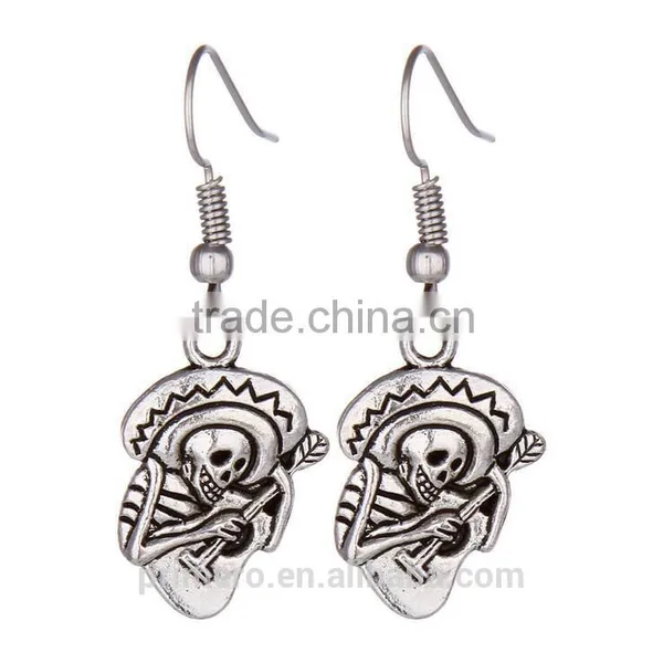Vintage Silver Animal Dragonfly Elephant Skull Cross Heart Clover Multi-Style Earring photo-4