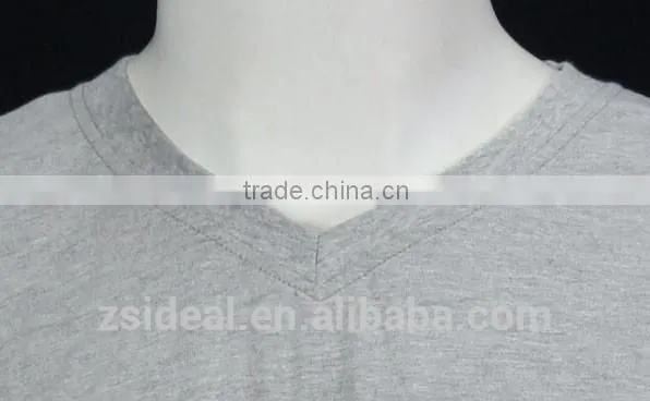 Mans Casual Style Blank 100% Cotton Grey Color V-neck T-shirt photo-5