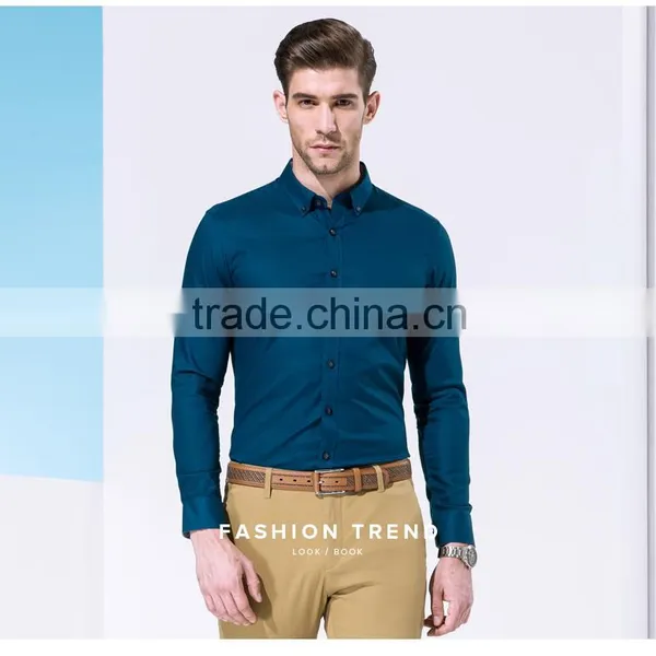 In the Spring of the New Men's Business Casual Classic Pure Color Long Sleeve Shirts photo-2