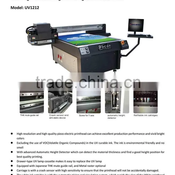 Docan Small Format Digital Inkjet Ricoh Gen5-7pl uv Printer F1212 Used for Outdoor and Indoor photo-2