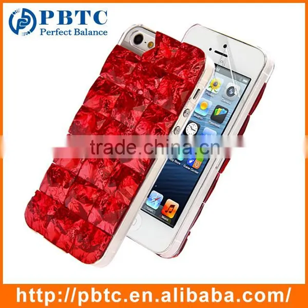 Set Screen Protector And Case For Iphone 5 , Hard Plastic Blue Bling Diamond 3D Crystal Case photo-2