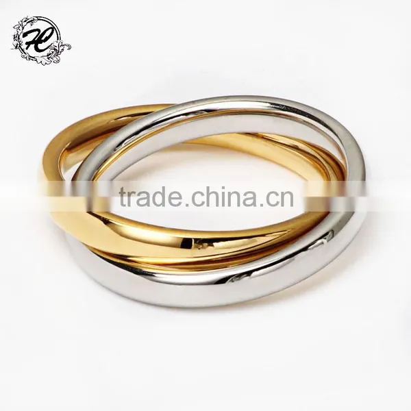 Wholesale Stainless Steel 14k Dichromatic Fake Gold High Polish Rolling Ring